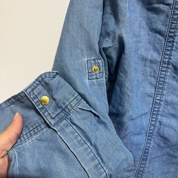 Michael Denim Chambray Zip Front Top Women’s PM - Picture 14 of 16